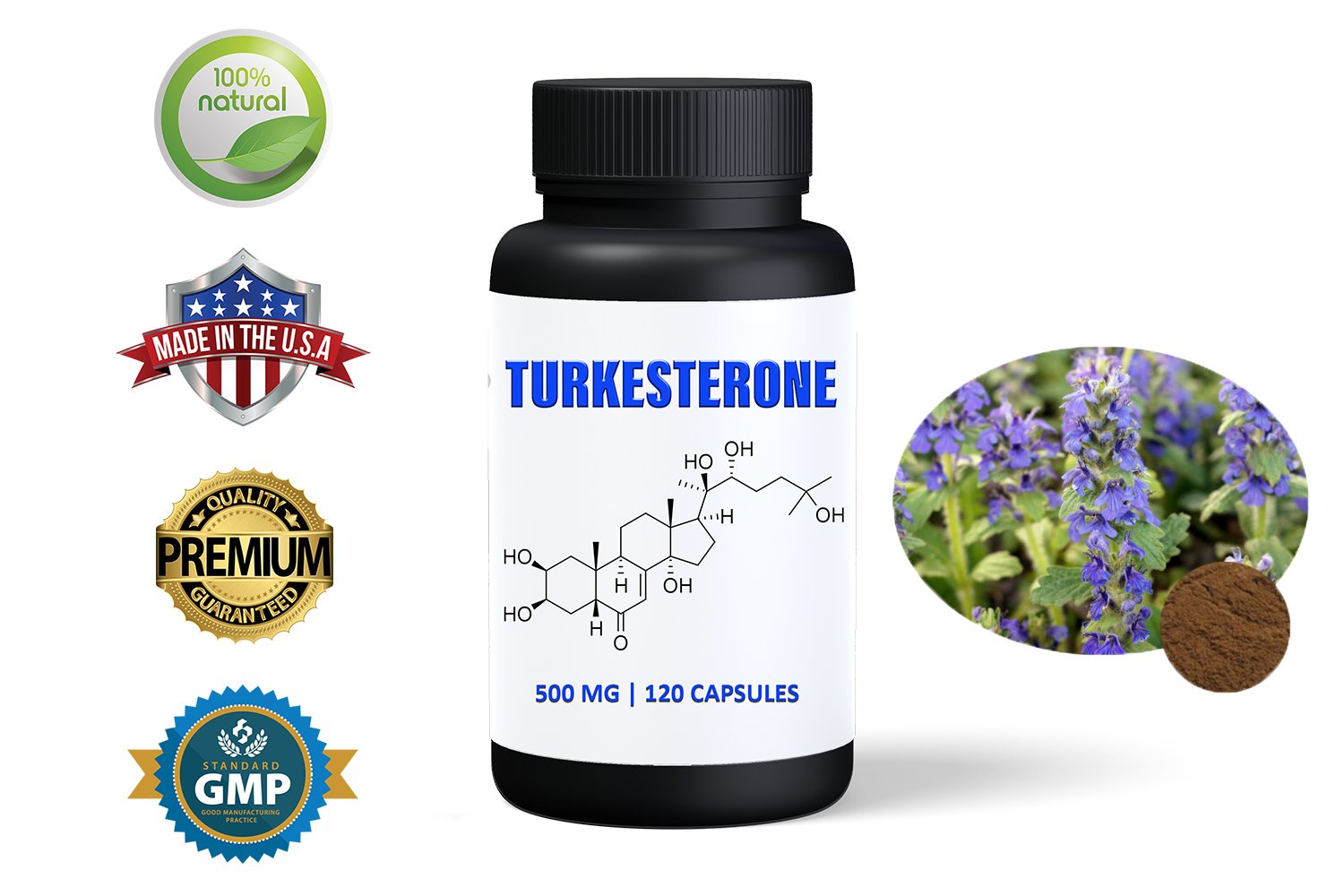 Turkesterone 120 500mg Capsules Supplement hcgains 